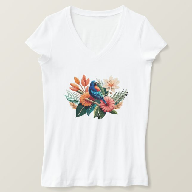 Camiseta Bliss tropical: Una Fusión Vibrante de la Flora (Anverso del diseño)