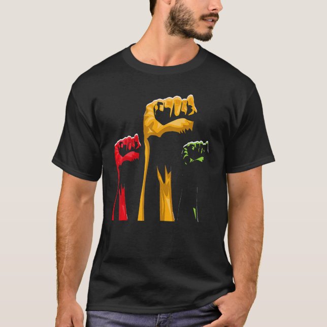 Camiseta BLM Puño Black History Mono BLM Melanin Orgullo Pa (Anverso)