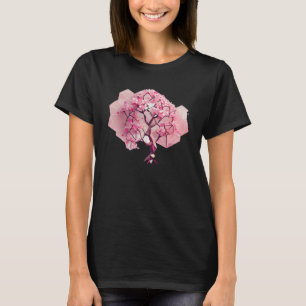 Camiseta Blo de cerezo rosa fresco y vibrante geométrico A