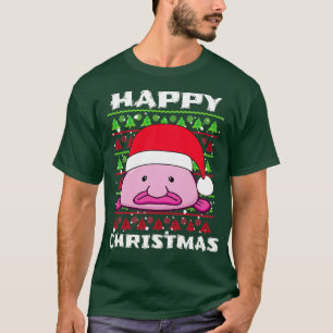 Camiseta Blob Fish Happy Navidades Cute Festividad Santa Ha