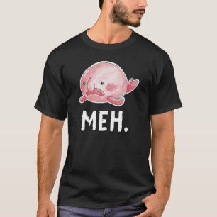 Camiseta Blob Fish Meh. Cuadra de acuarela fea triste