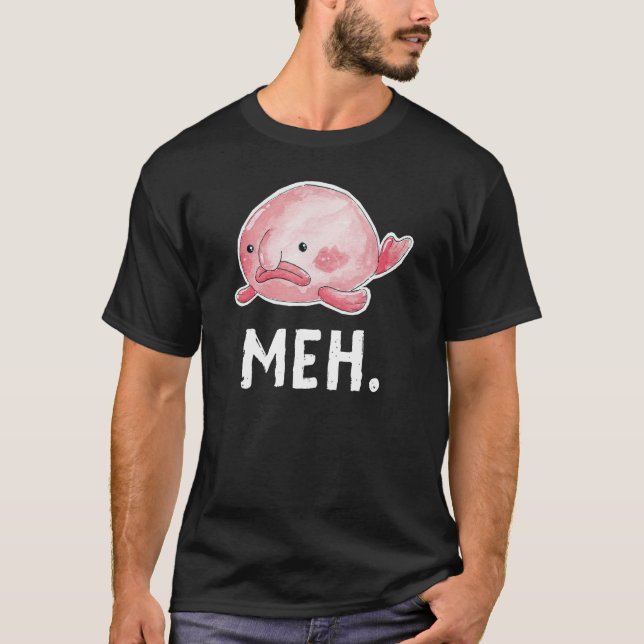Camiseta Blob Fish Meh. Cuadra de acuarela fea triste (Anverso)