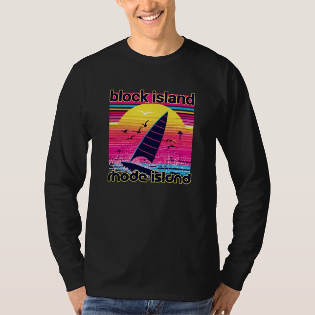 Camiseta Block Island Retro 80s Style Souvenir Beach (Anverso)