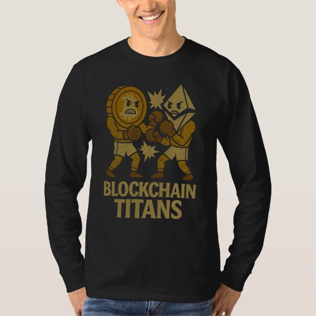 Camiseta Blockchain Titans™ Bitcoin vs Ethereum Cripto (Anverso)