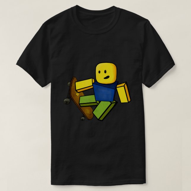 Camiseta Blocky Skater Meme Noob Gaming Art (Diseño del anverso)