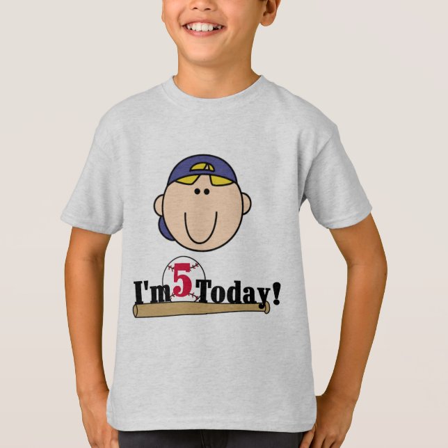 Camiseta Blond Boy Baseball 5º cumpleaños (Anverso)