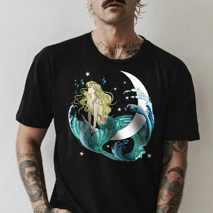 Camiseta Blonde Mermaid Moon Fantasy Art Deco