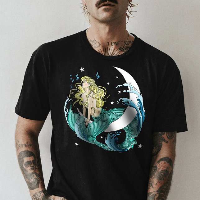 Camiseta Blonde Mermaid Moon Fantasy Art Deco (Subido por el creador)