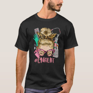 Camiseta Blonde Messy Straight Hair Glasses Leopard CNA Ste
