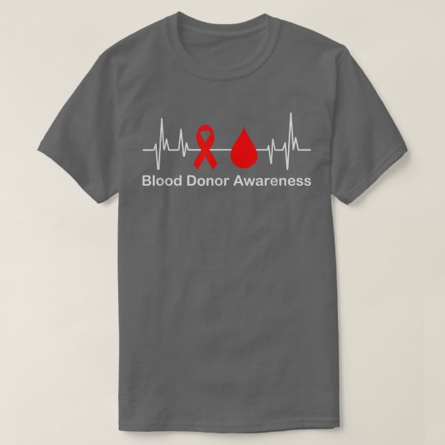 Camiseta Blood Donor Awareness Heartbeat, Red Ribbon, Donat (Diseño del anverso)