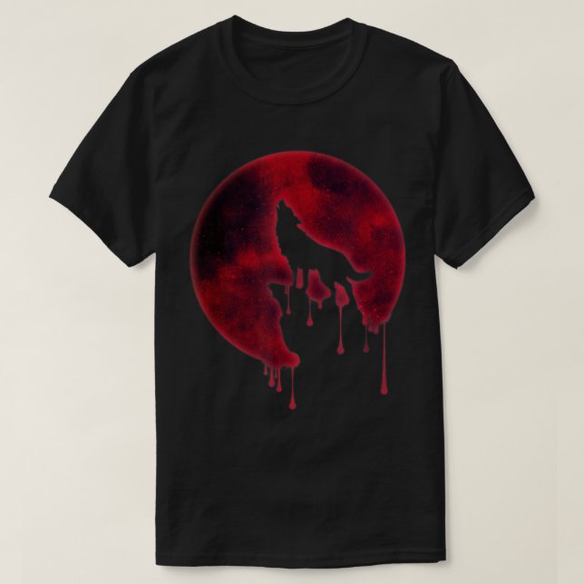 Camiseta Blood Moon Wolf Howling Design (Diseño del anverso)