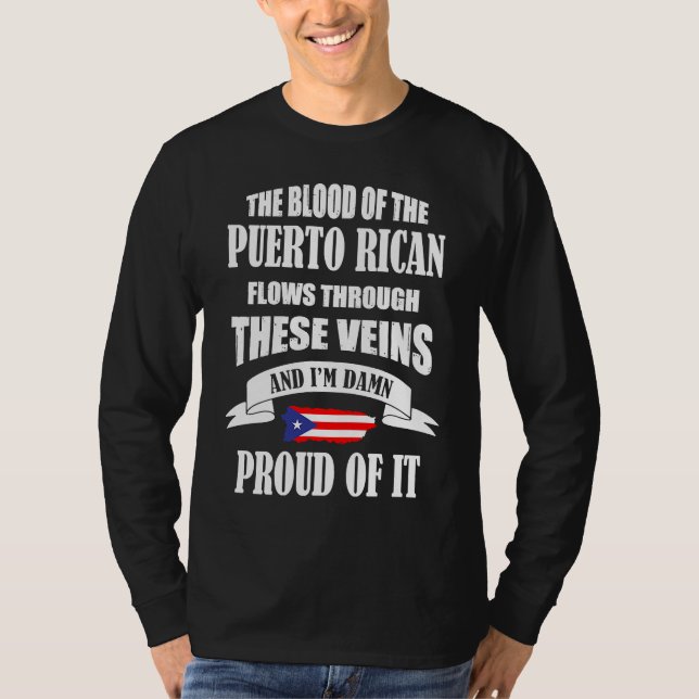 Camiseta Blood of the proud puerto rican flows through thes (Anverso)