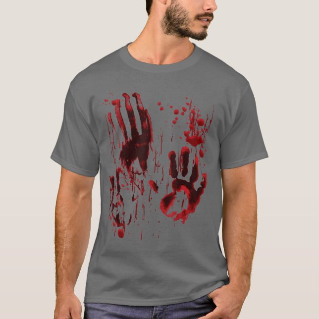 Camiseta Blood Splatter Blood Stained Bloody Hand Print Zom (Anverso)