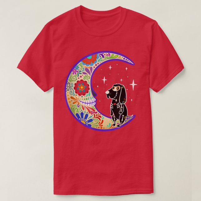 Camiseta Bloodhound Dia de Los Muertos Skeleton  (Diseño del anverso)