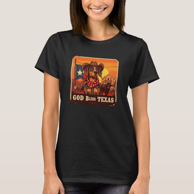 Camiseta Bloodhound Dios Bendiga Texas (Anverso)