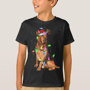 Camiseta Bloodhound Dog Lover Xmas enciende Santa Bloodhoun