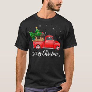 Camiseta Bloodhound Dog Riding Red Truck Christmas 
