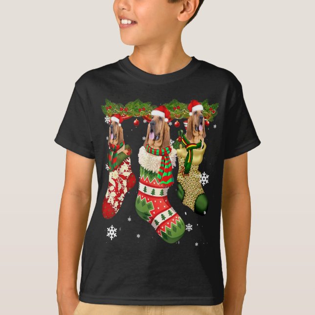 Camiseta Bloodhound En Navidades De Pavos Santa Hat Xmas Pe (Anverso)