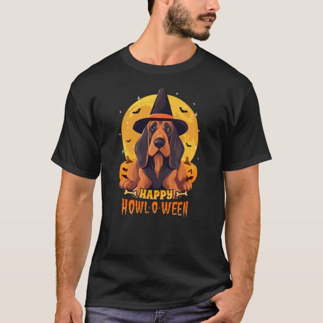 Camiseta Bloodhound Halloween Dog Howl O Ween Funny Pet (Anverso)