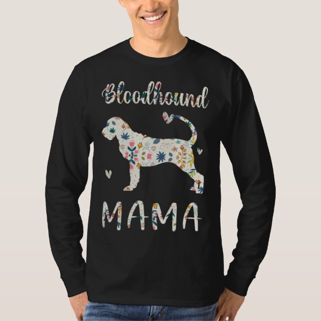 Camiseta Bloodhound Mama Floral Dog Mom Love (Anverso)