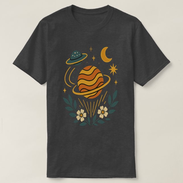 Camiseta Bloom celeste - Cosmos vintage (Diseño del anverso)