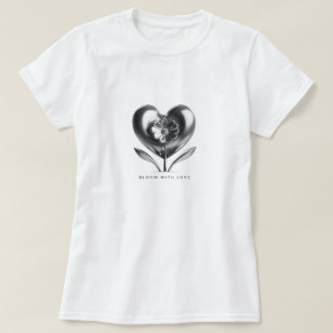 Camiseta Bloom con amor Corazón y flor