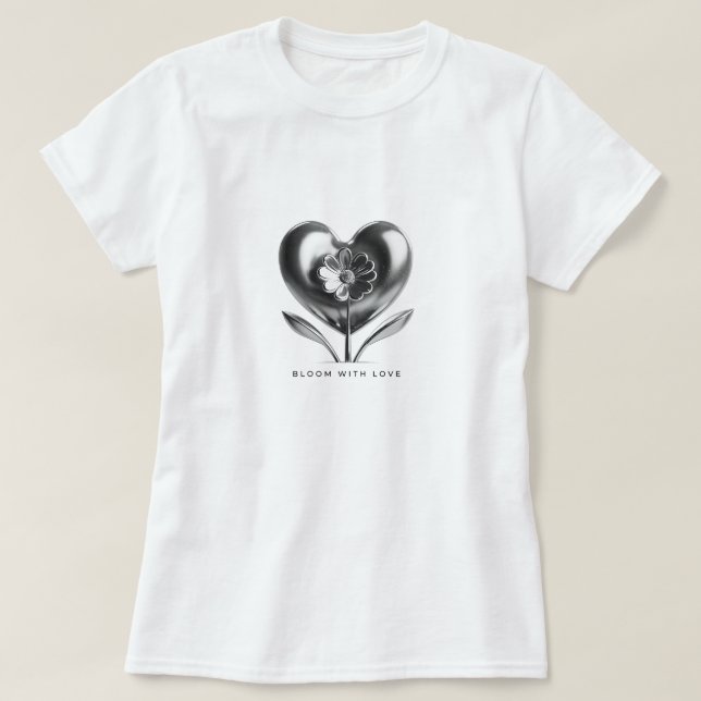 Camiseta Bloom con amor Corazón y flor (Diseño del anverso)