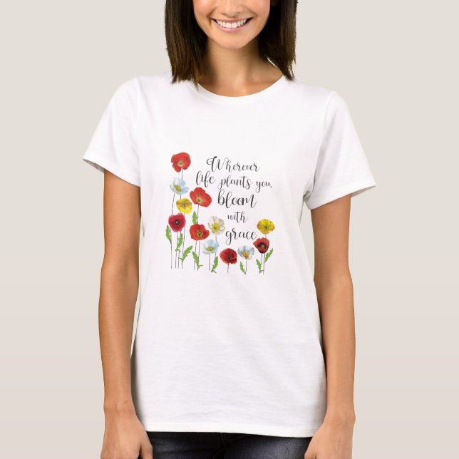 Camiseta Bloom con flores de adormidera (Anverso)