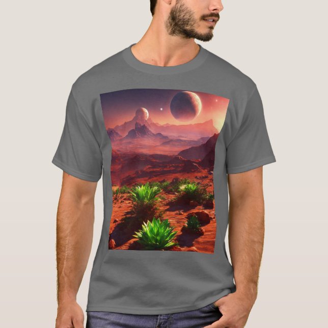 Camiseta "Bloom cósmico: planeta de plantas tee" (Anverso)