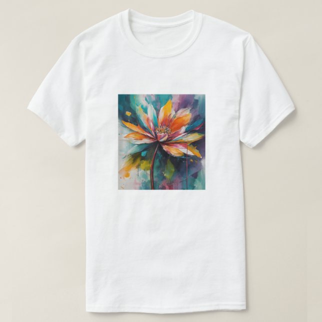 Camiseta "Bloom cromático: arte abstracto de las flores" (Diseño del anverso)