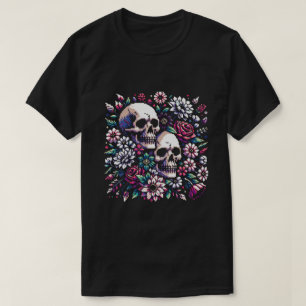 Camiseta Bloom gótico - Mítico Skull Pixel Art