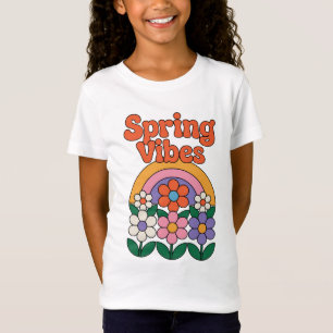 Camiseta Bloom retro: La primavera vibra el arcoiris