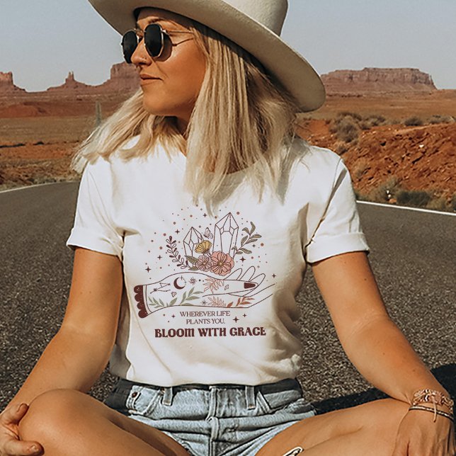 Camiseta Bloom With Grace - Cita Motivadora Floral (Inspirational Quote T-shirt)