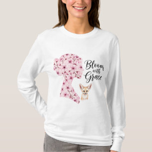 Camiseta Bloom with Grace - Floral Woman Silhouette Design