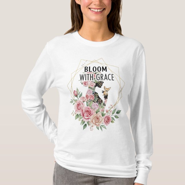 Camiseta Bloom With Grace - Moderna Silhouette Floral Woman (Anverso)