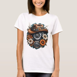 Camiseta Blooming Gears: Estilo de vaquero Steampunk.