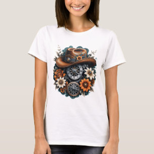 Camiseta Blooming Gears: Estilo de vaquero Steampunk.