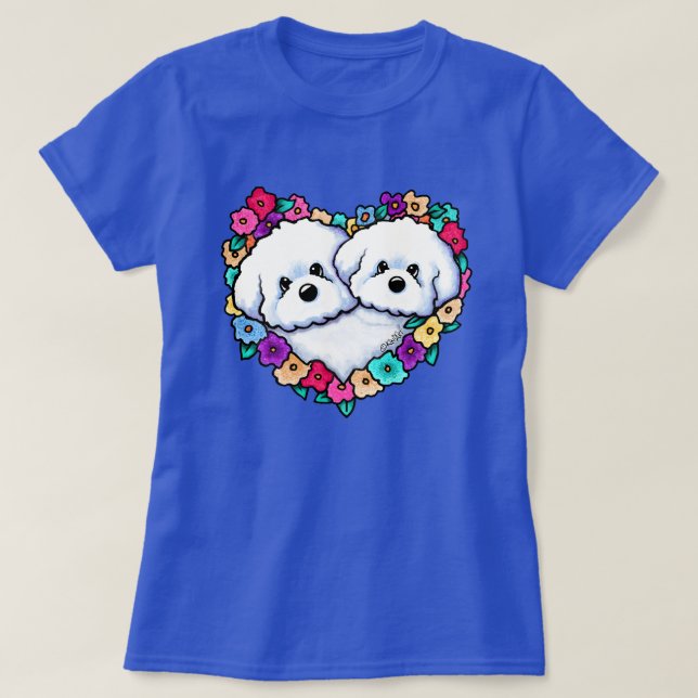 Camiseta Blooming Heart Bichons (Diseño del anverso)