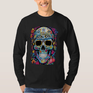 Camiseta Blooms rebeldes Funky Edgy Skull y Flores Sta