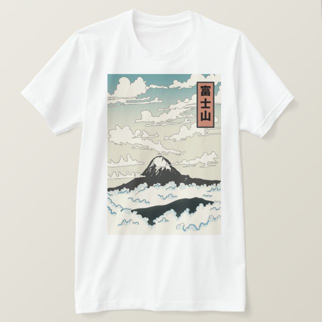 Camiseta Bloque de arte del Monte Fuji Japón. (Anverso del diseño)