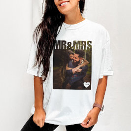 Camiseta Bloque de fotos de Mr. y Mrs.