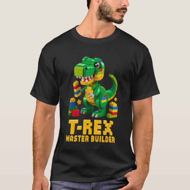 Camiseta Bloque de ladrillos de construcción de dinosaurios (Anverso)
