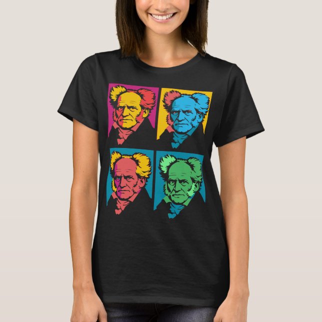 Camiseta Bloque de retrato pop-art de Schopenhauer (Anverso)