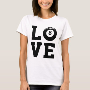 Camiseta Bloque gráfico de amor Billard Snooker Billard Cue