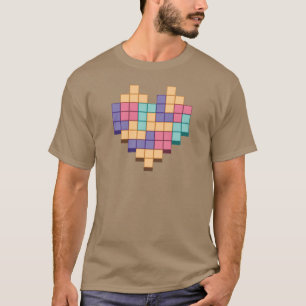 Camiseta Bloque Juego Corazón Estilo Retro