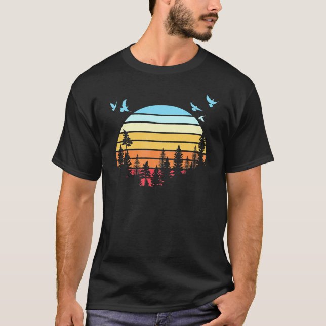 Camiseta Bloque Retro De Aves Naturaleza De Vida Silvestre  (Anverso)