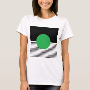 Camiseta Bloqueo de color blanco negro y círculo verde