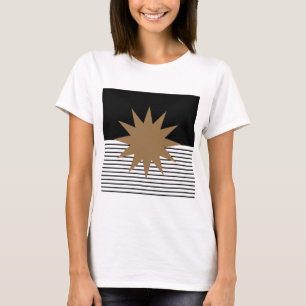 Camiseta Bloqueo de color blanco negro y sol marrón