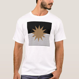 Camiseta Bloqueo de color blanco negro y sol marrón