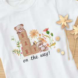 Camiseta Bloques de Bebé, Osos y Flores Silvestres Mamá en 